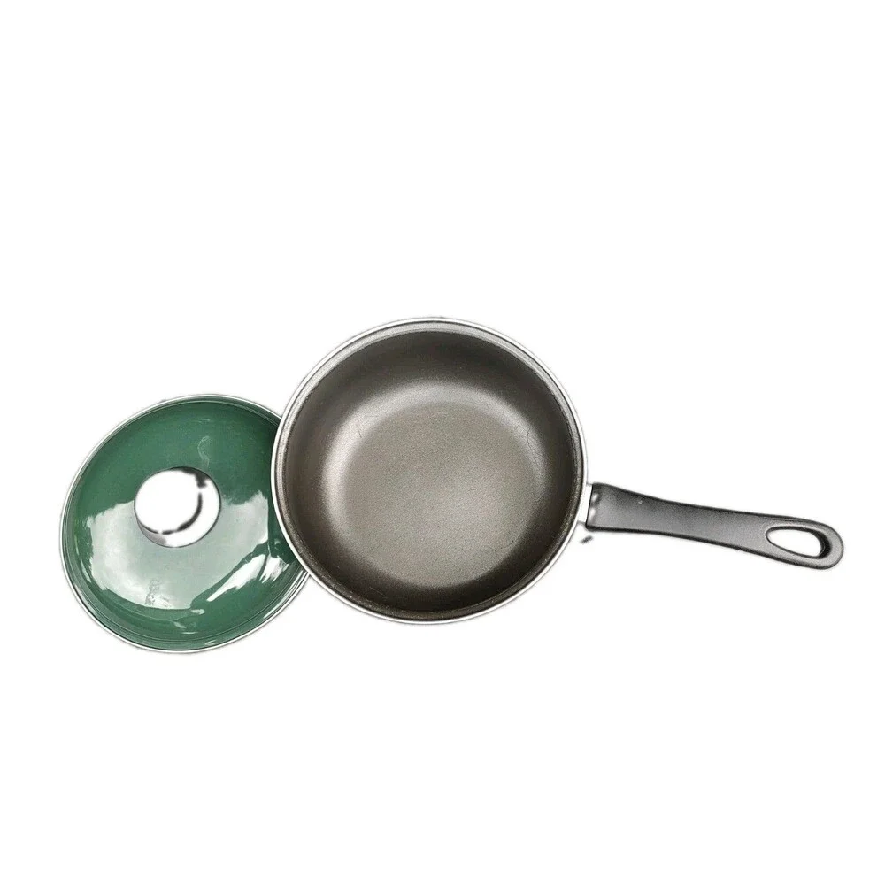 Vintage Megaware Sauce Pan Pot with Lid Spain 3 qt Ceramic Cookware Forest Green